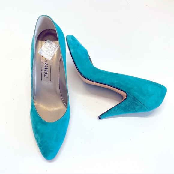 Chantal Shoes - Vintage Nordstrom Suede 80s 90s Retro Teal Pump